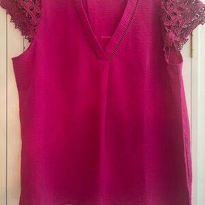 Pink V-Neck Embellished Blouse